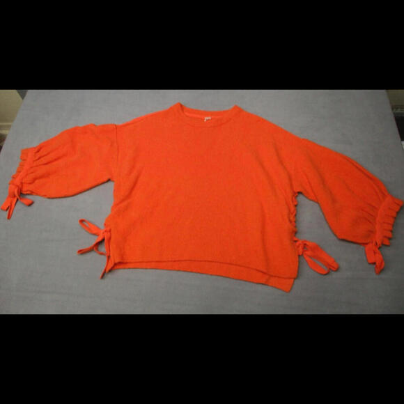Free People Everlasting Cashmere Oversize Pullover Sweater Size XS/S Orange Ties - Picture 2 of 9
